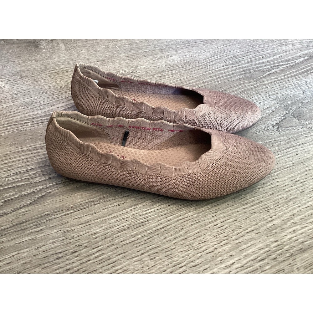 Skechers Womens Size 8 Cleo 2.0 Love Spell Ballet Flats Stretch 158343 Brown
